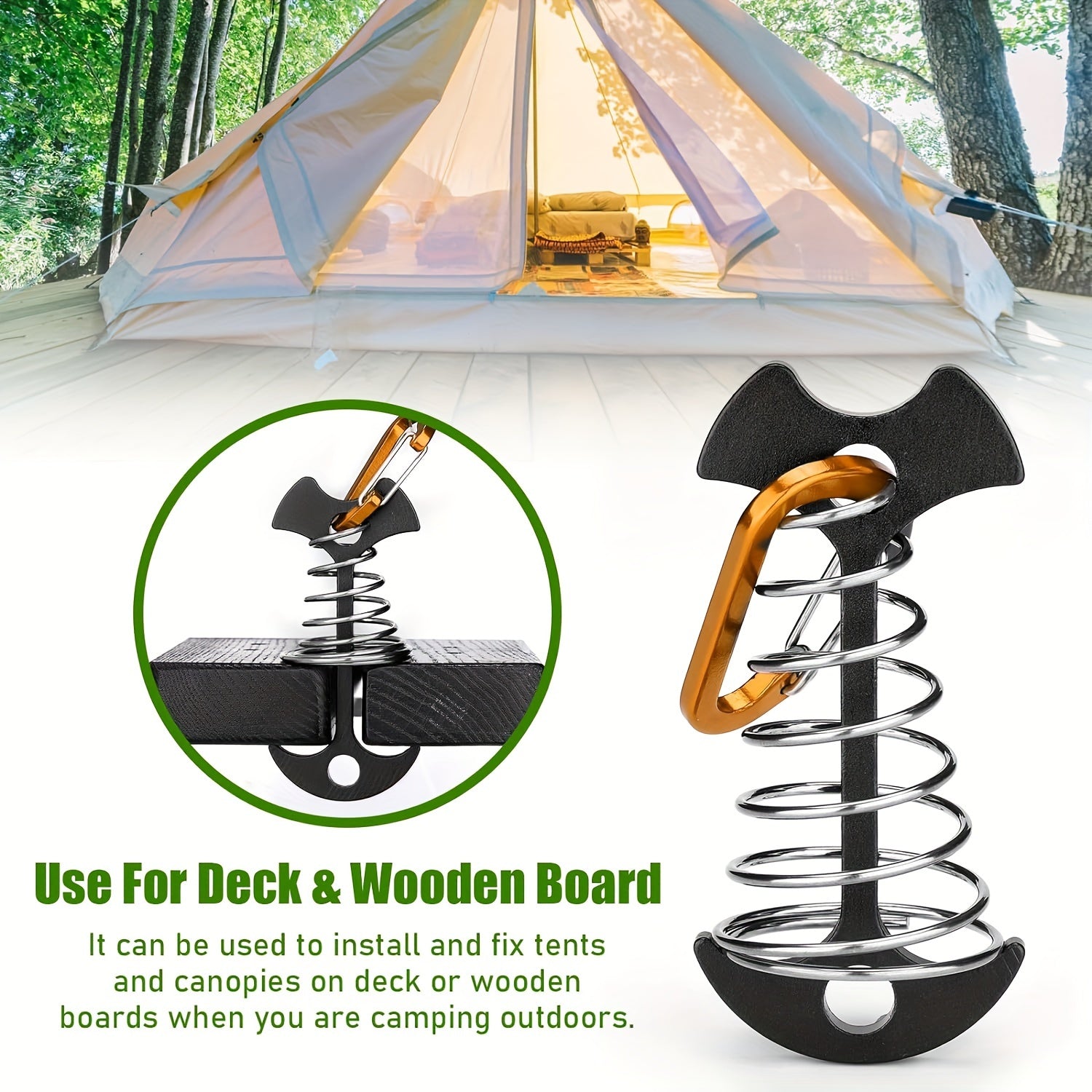 Aluminium Fishbone Deck Anchor Pegs with Carabiners & Tent Stakes