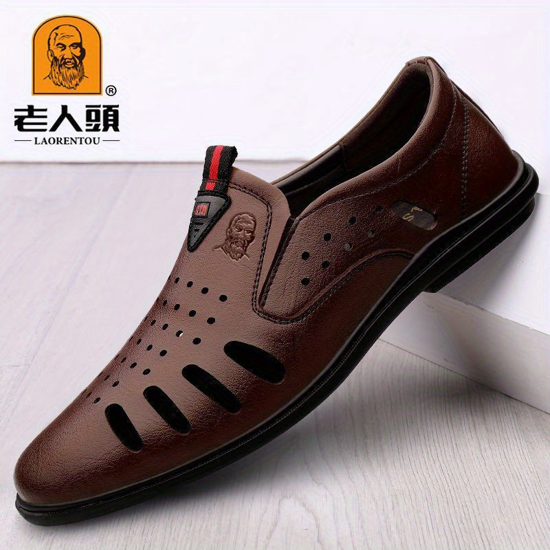 LAORENTOU Leather Loafer Shoes Lightweight Non Slip Casual Shoes
