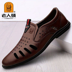 LAORENTOU Leather Loafer Shoes Lightweight Non Slip Casual Shoes