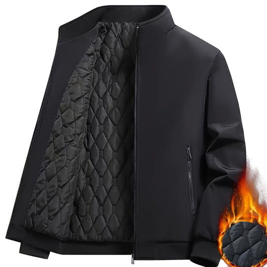 Men's Casual Zipper Jacket Solid Stand Collar