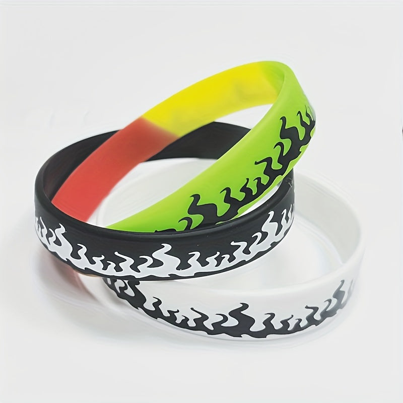 3Pcs Printed Flame Silicone Bracelet Music Party Gift