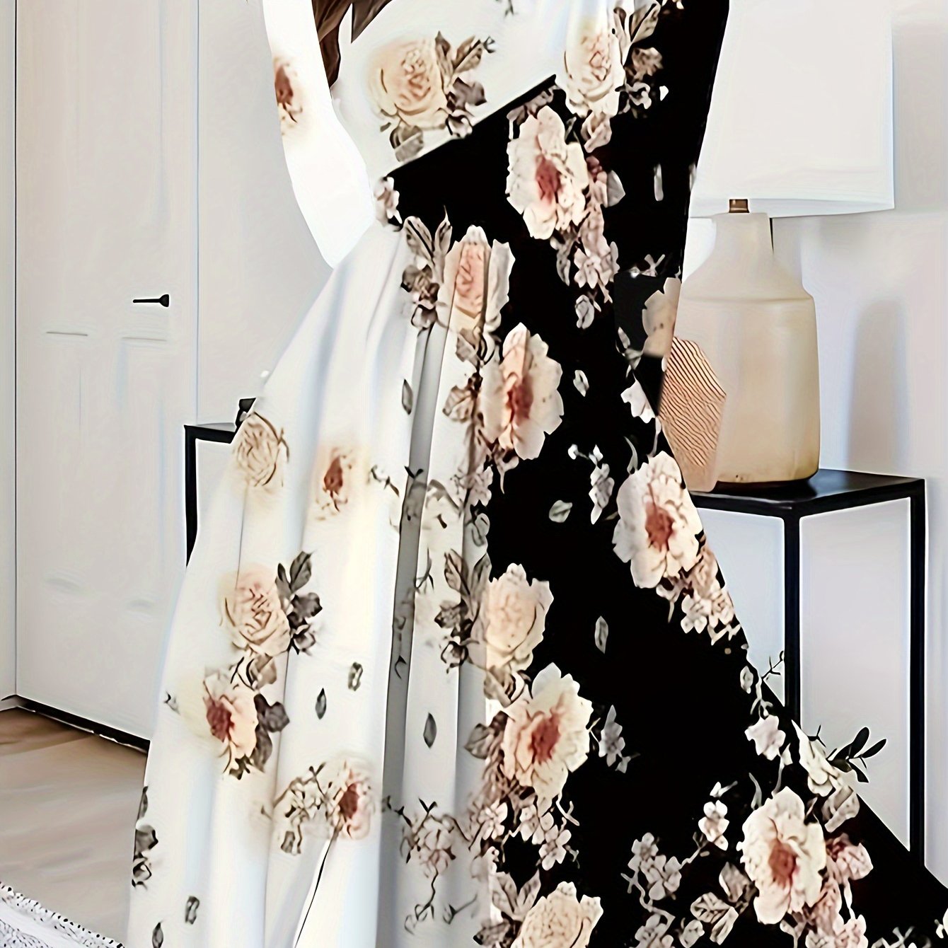  Colorblock Floral Maxi Dress