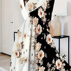  Colorblock Floral Maxi Dress