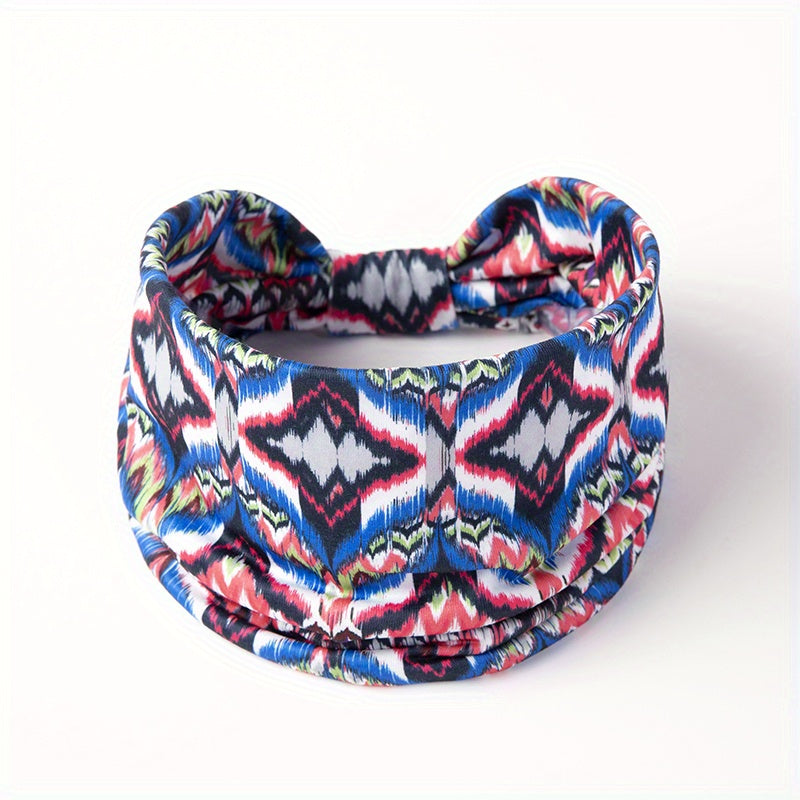 Boho Style Headband Widened Knotted Printed Bundle Hairband Sports