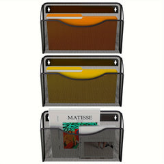 Metal Mesh Pockets Hanging File Organizer Wall File Holder Rack