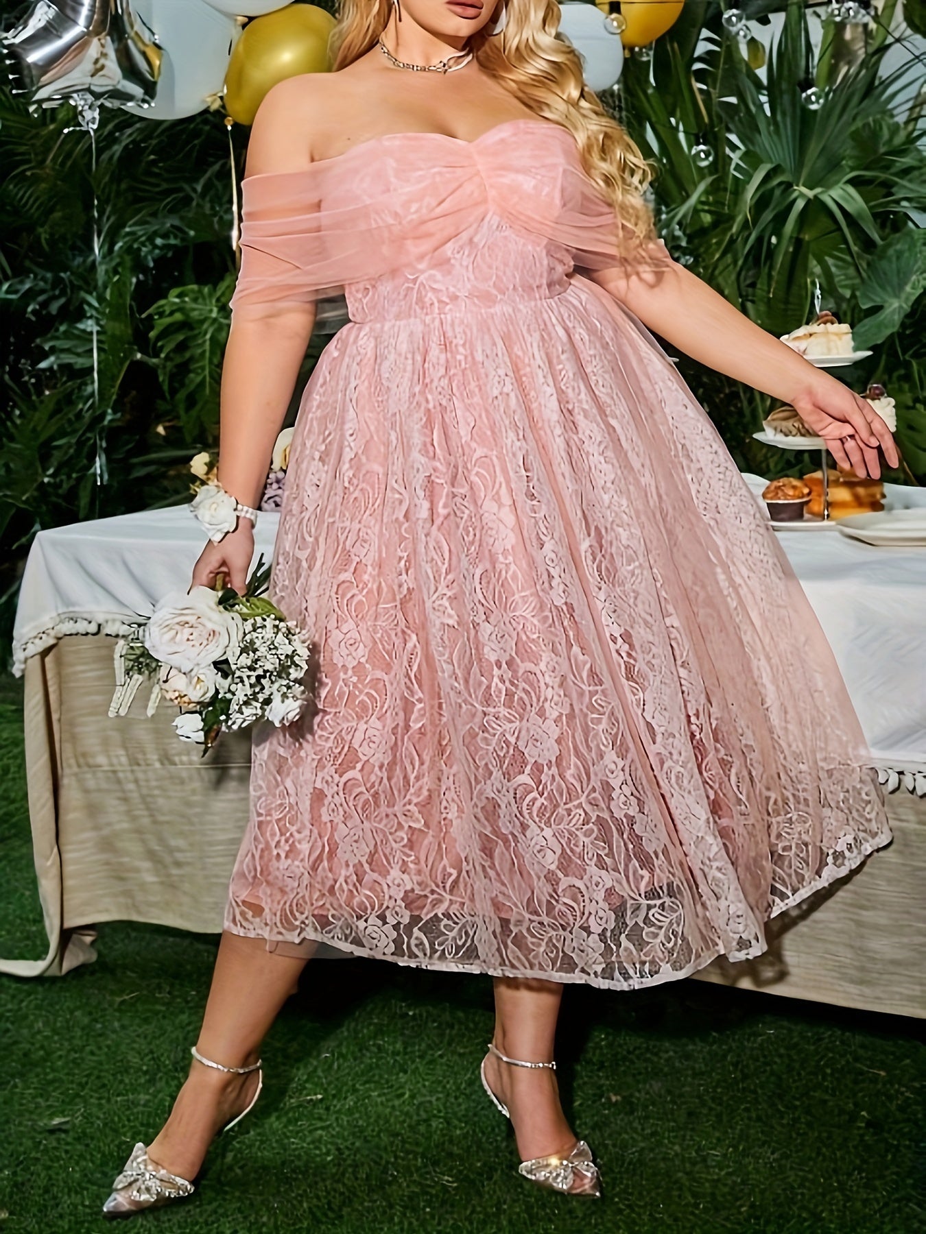  Lace Off Shoulder Bridesmaid Dress