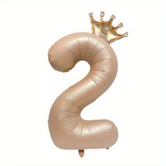 Beige Caramel Number Foil Balloons Set, Birthday Party Wedding Anniversary Decor