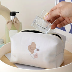 Abstract Face Line Cosmetic Bag For Women Portable Travel Toiletry Storage