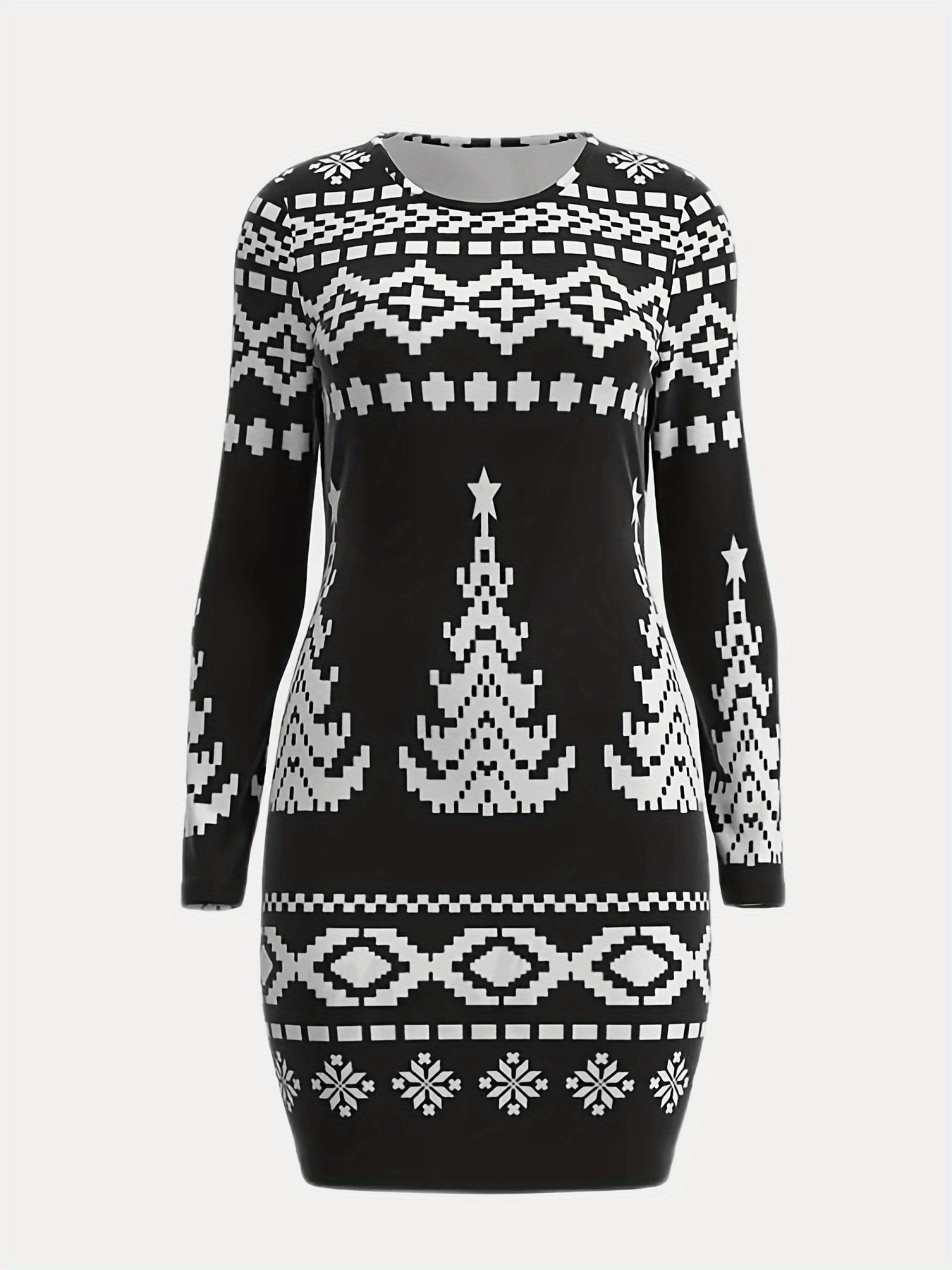 Women's Plus Christmas Tree Print Bodycon Midi Dress