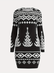 Women's Plus Christmas Tree Print Bodycon Midi Dress