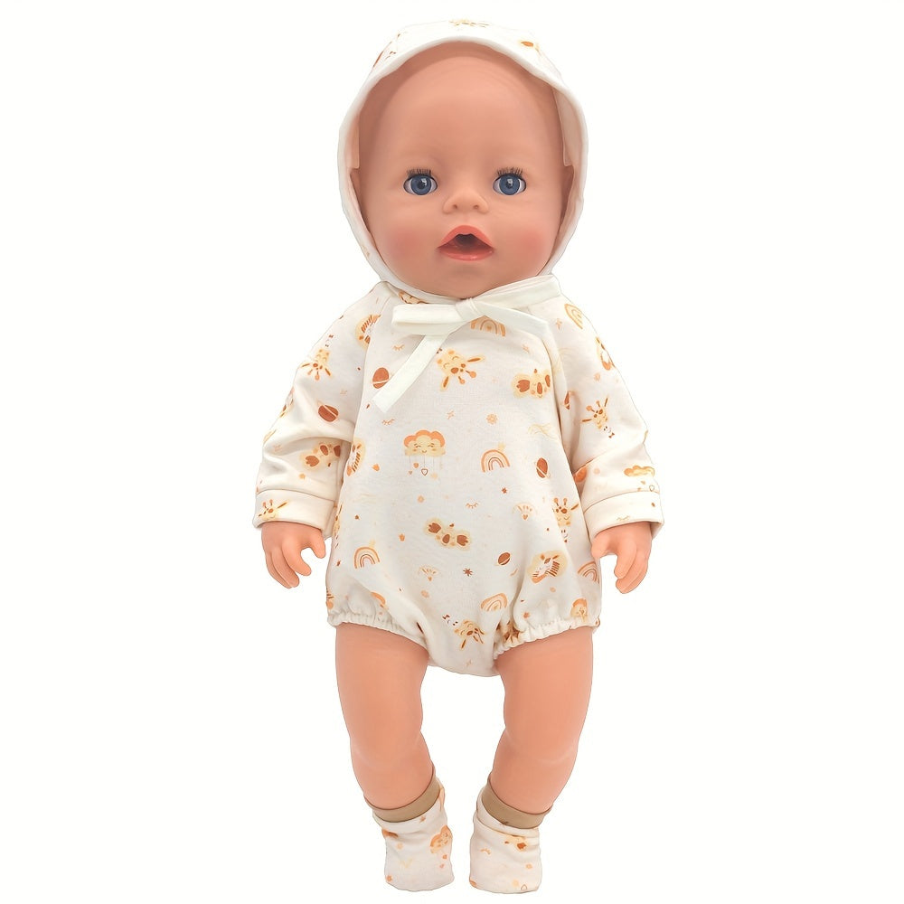 Doll Clothes Set Onesie Romper & Accessories for 17 Inch Dolls