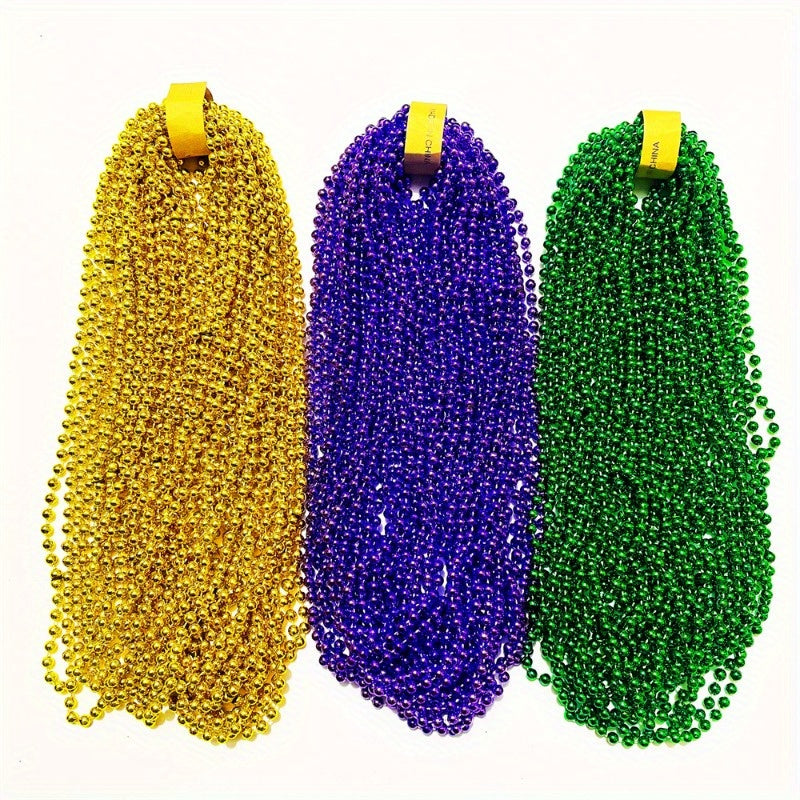 3pcs Multicolor Beaded Party Necklaces for Women & Men