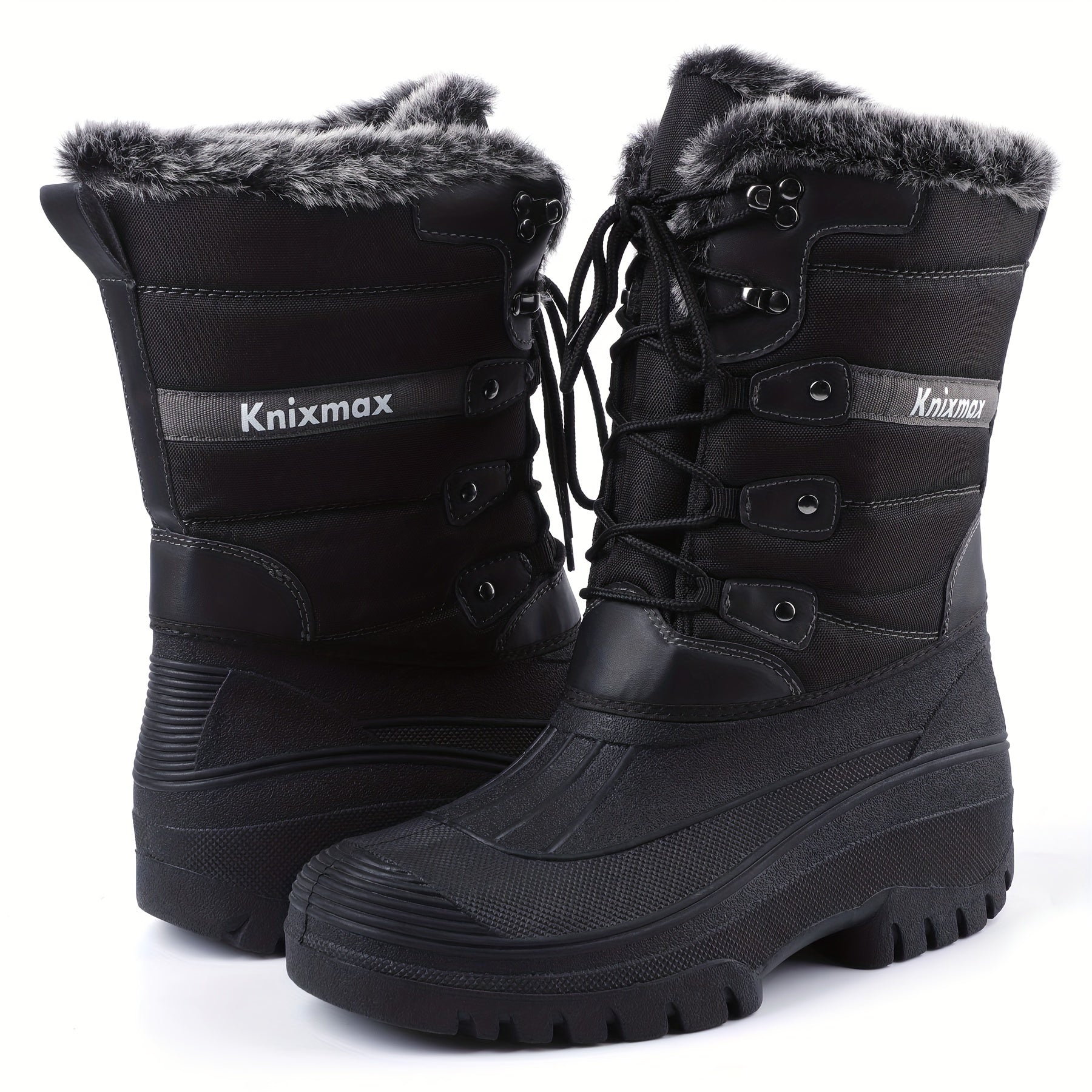 Women's Mid Calf Waterproof Snow Boots Faux Fur Lined