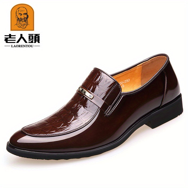 Crocodile Embossed Formal Dress Shoes Slip On Derby For Wedding Business