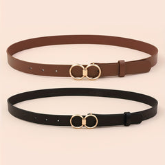 Stylish Solid Casual Jeans Pants Belt 2pcs Set Girdle For Women