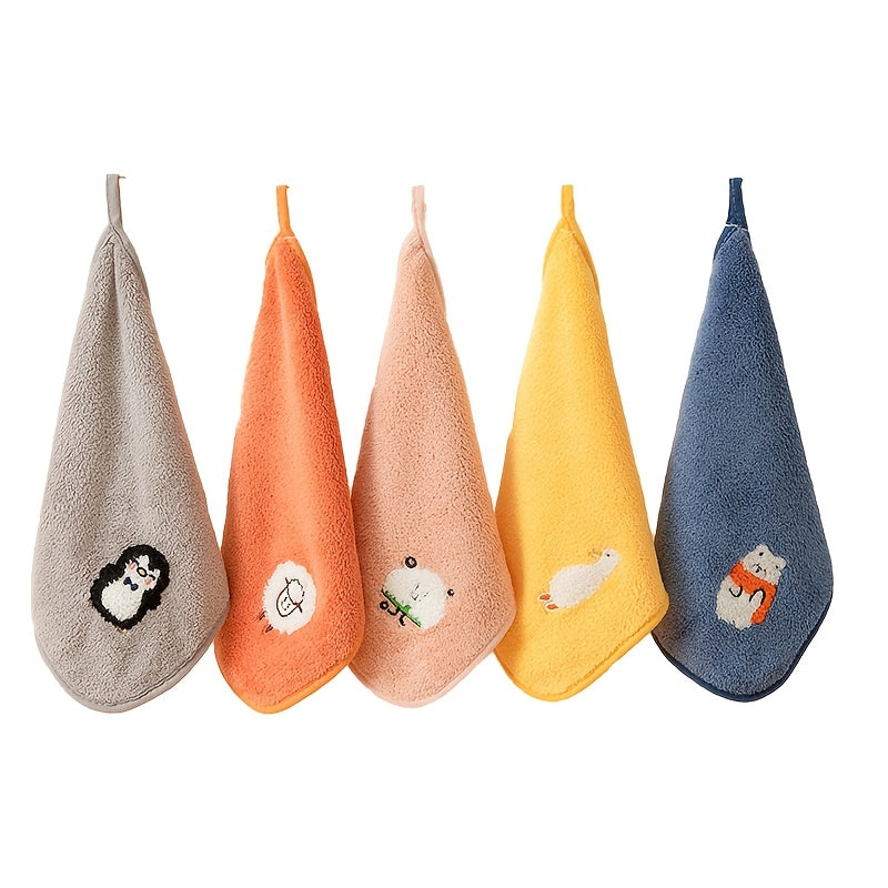 5pcs Cute Cartoon Animal Design Kids Face Towels