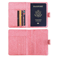 RFID Blocking Pink Bling Passport Holder Card Organizer Wallet