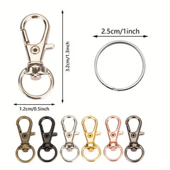 120pcs Swivel Lanyard Snap Hook Key Rings Metal Keychain Hooks Crafting