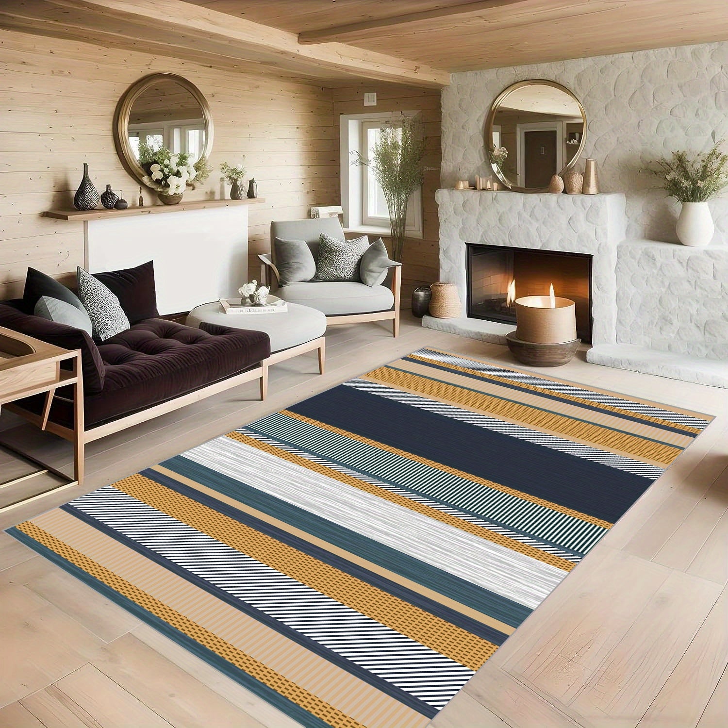 Geometric Lines Large Rug for Living Room Sofa Bedroom Kitchen Home Office