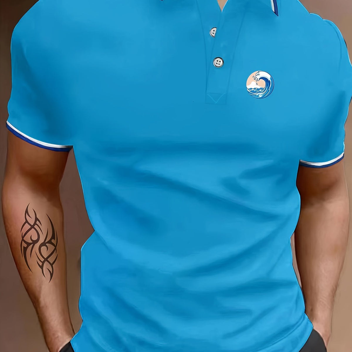 Men's Golf Shirt Print Short Sleeve Tennis Shirt Breathable Lapel Top