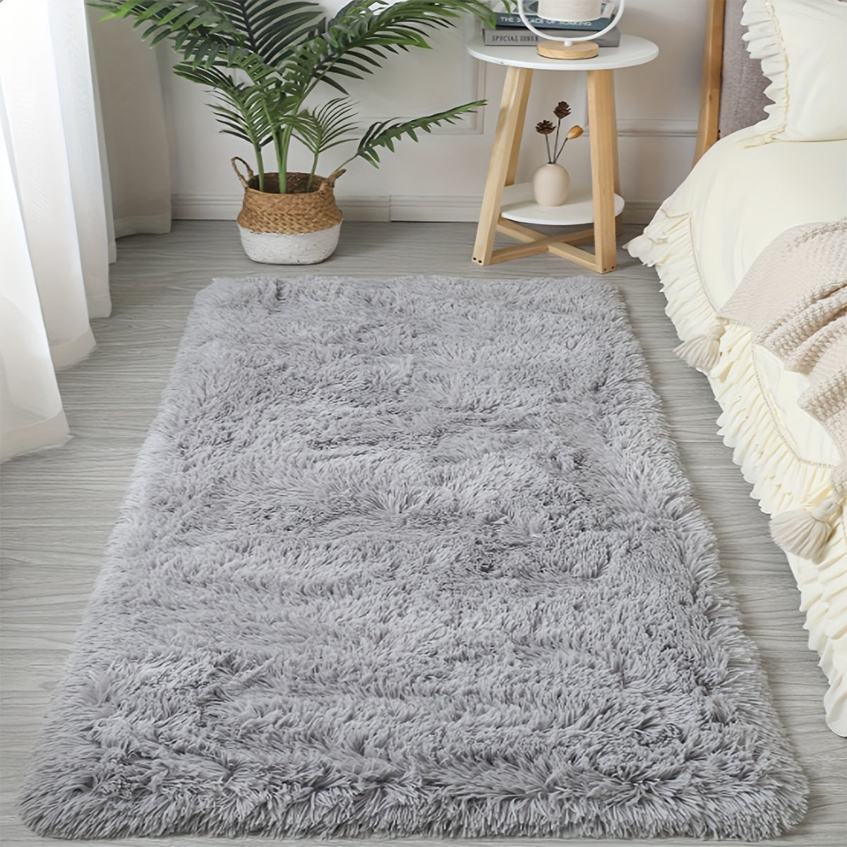 Soft Fluffy Shag Area Rugs For Living Room Grey Shaggy Floor Carpet