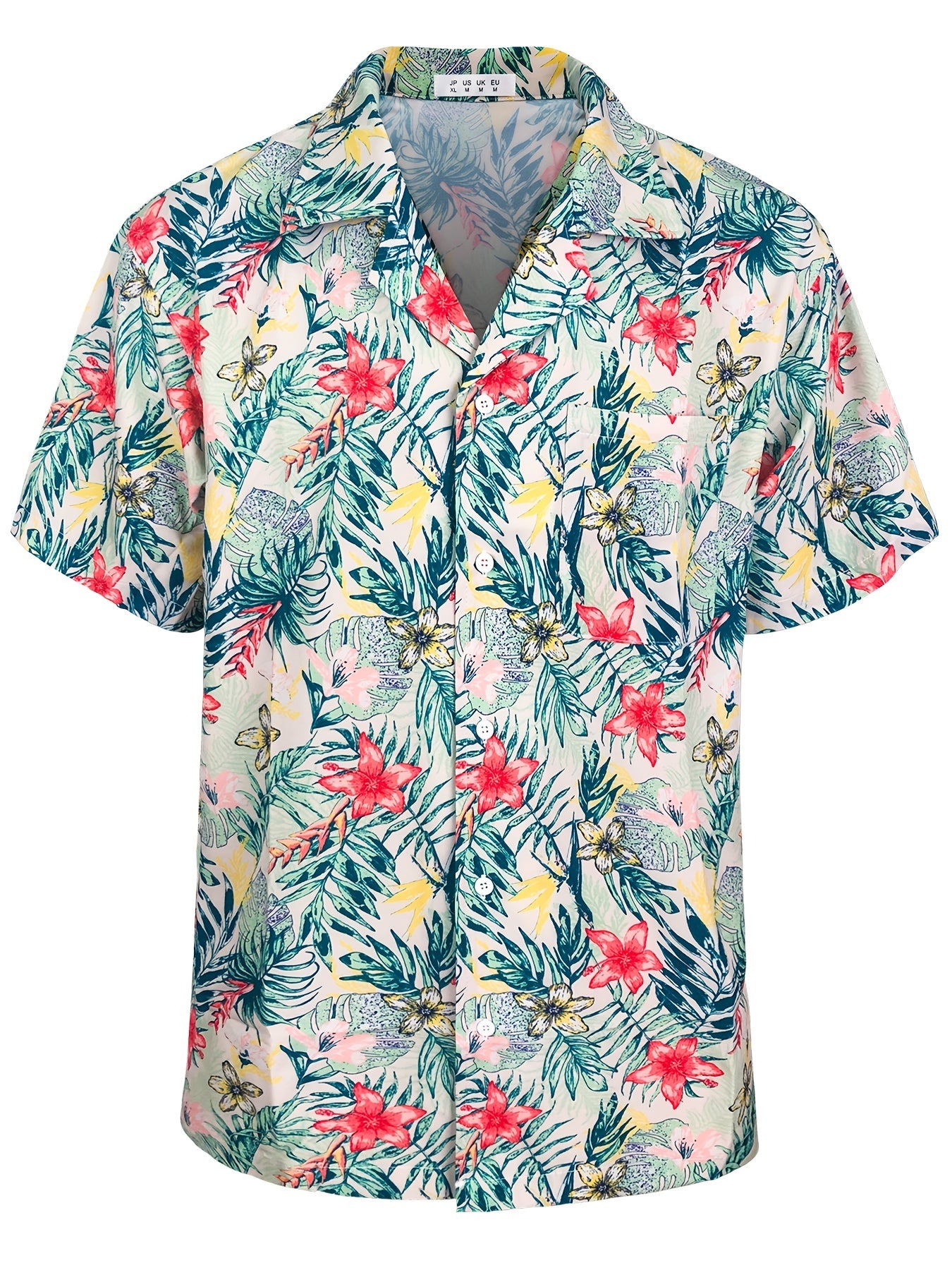 Floral Hawaiian Shirt Men's Casual Button Up Short Sleeve Summer Vacation Resort