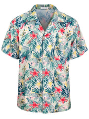 Floral Hawaiian Shirt Men's Casual Button Up Short Sleeve Summer Vacation Resort