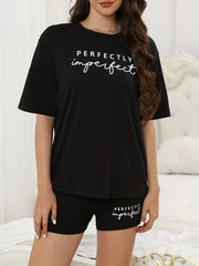 Letter Print Lounge Set Top & Shorts Women's Loungewear