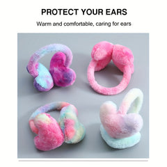 Women's Heart Shaped Plush Earmuffs - Winter Outdoor Use