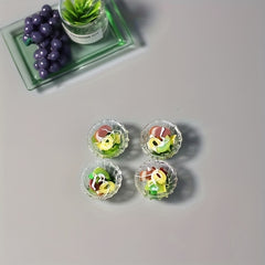 Dollhouse Mini Salad Set Resin Alloy Material Decoration for Kitchen