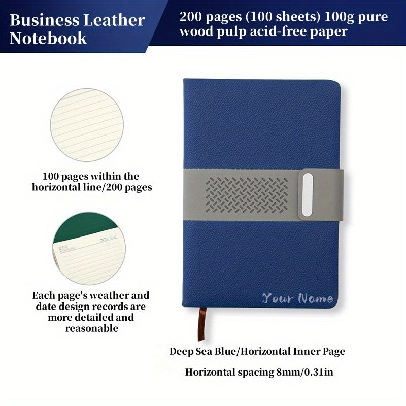 Customizable A5 Business PU Leather Notebook Soft Cover 100 Pages Horizontal Lin