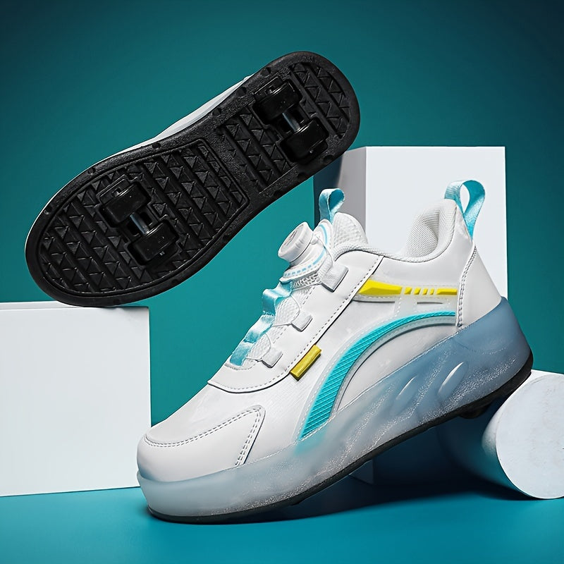 Boy's Breathable Roller Shoes With Rotating Buckle