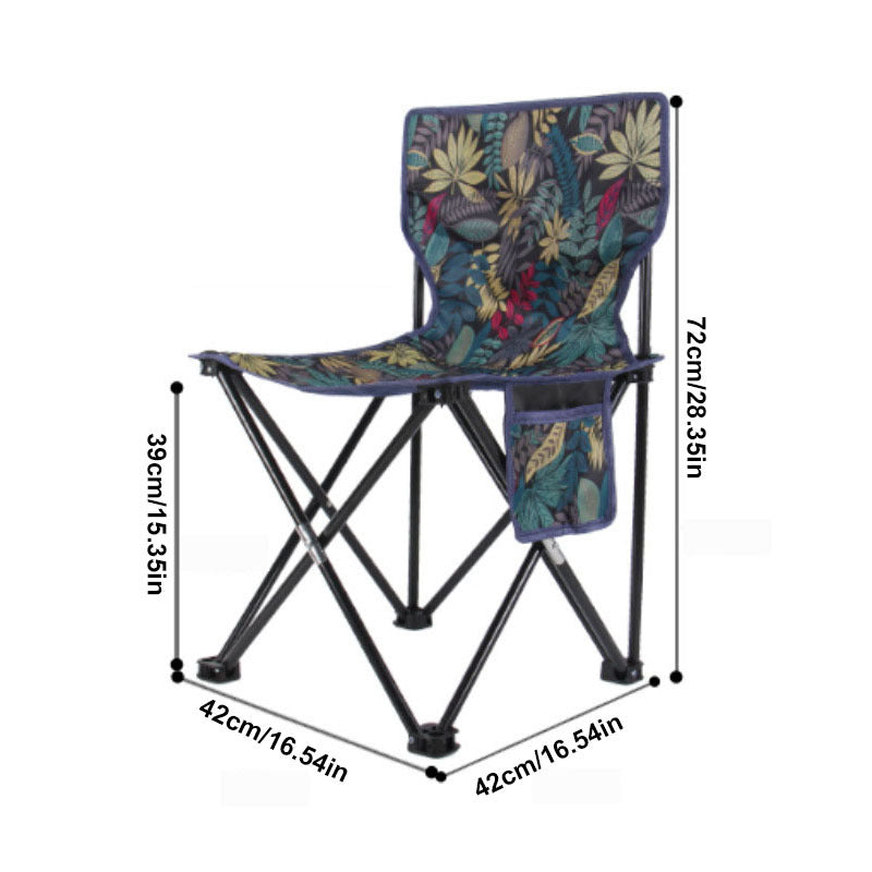 Portable Folding Chair with Side Pocket for Camping Fishing Travel