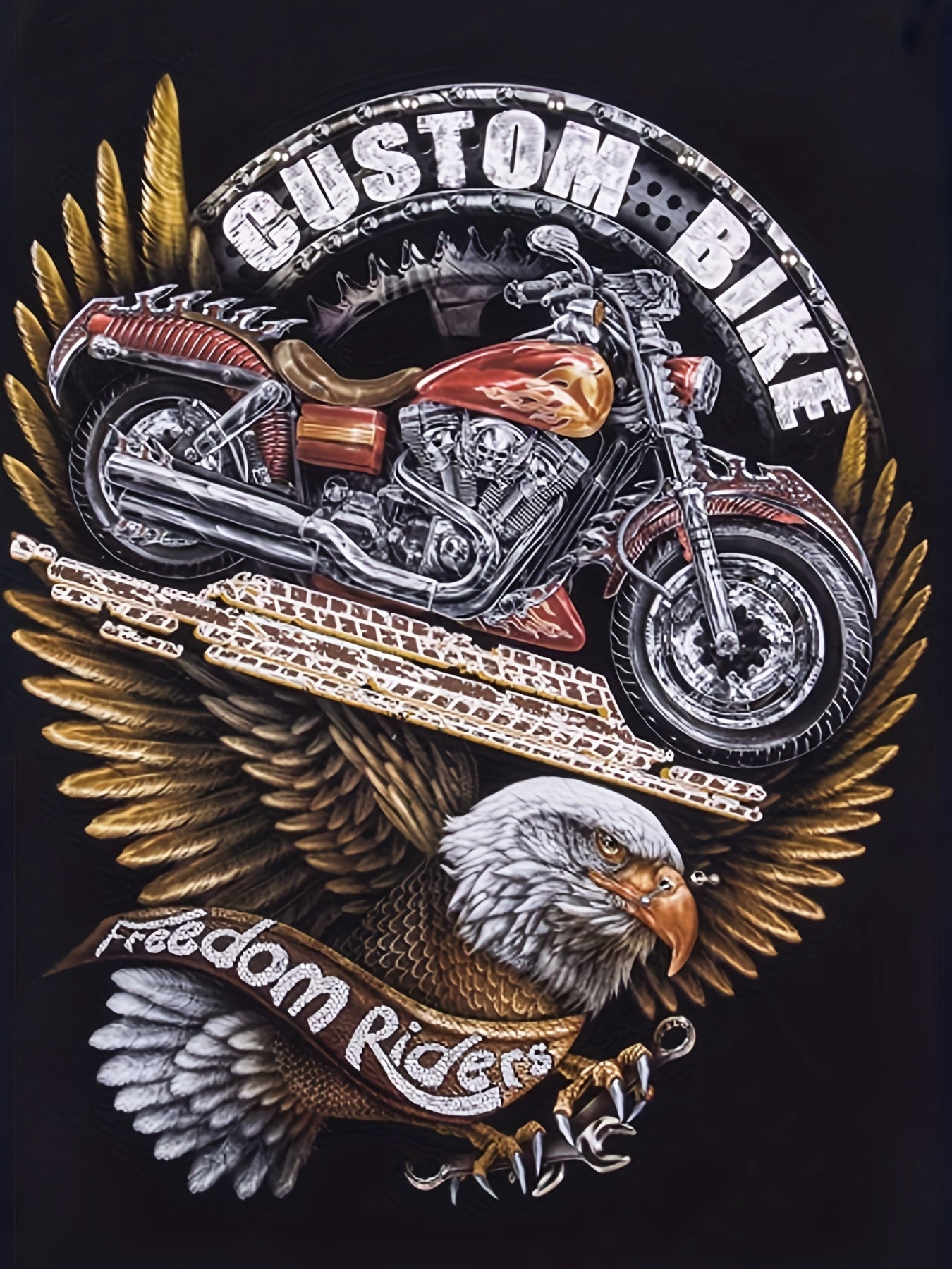 Motorcycle Eagle 3D Print Men's Short Sleeve Tee Stylish Summer Shirt