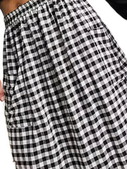  Gingham Print High Waist Skirt With Pockets Women's Plus Long Skirt