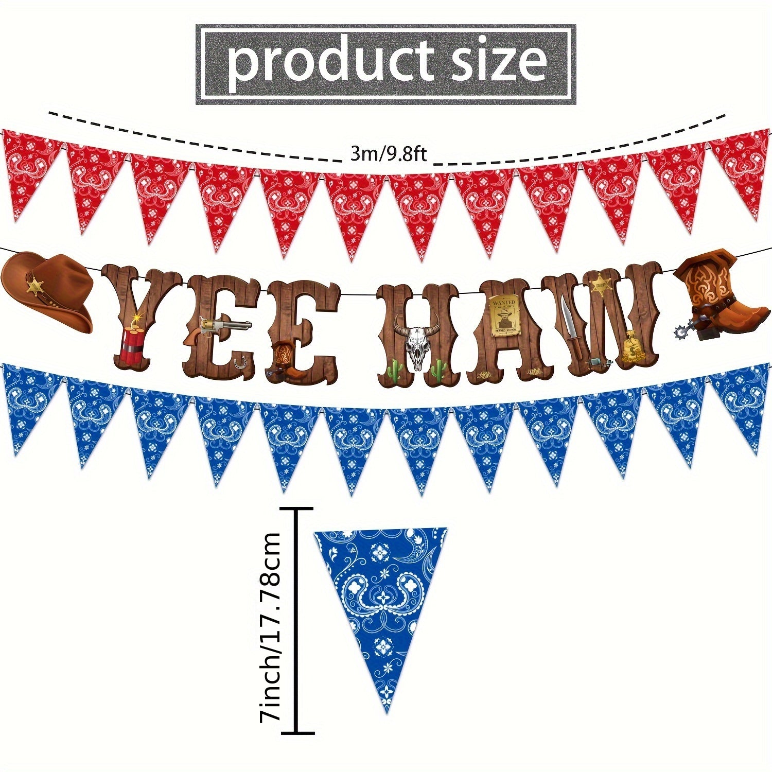 Western Cowboy Party Decorations - Rodeo Banner & Cowboy Hanging Swirls