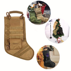 Christmas Stocking Bag Molle Pouch Zip Pocket Backpack Hanging Pouch