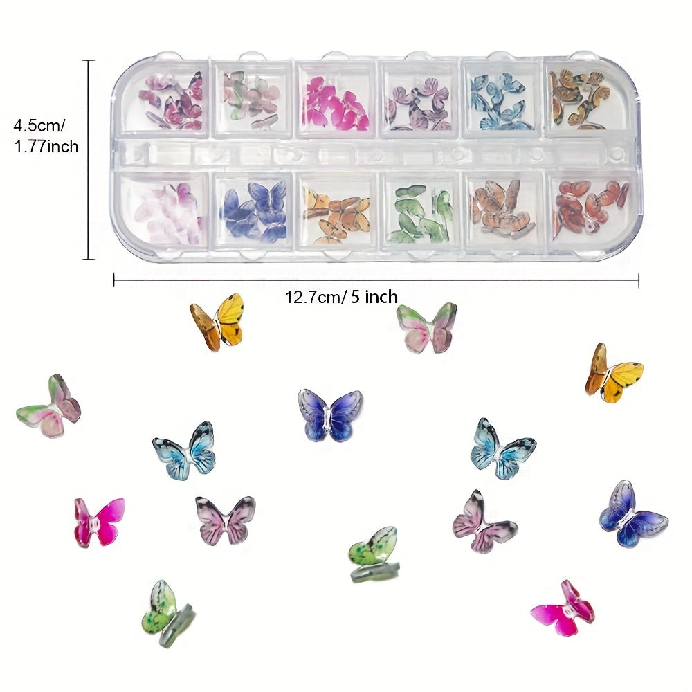 48pcs 3D Butterfly Nail Art Charms for Nails Decoration & Crafting