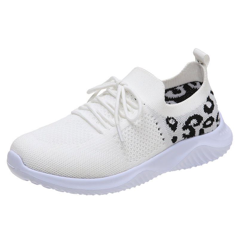 Leopard Pattern Breathable Lace-up Running Shoes Women's Footwear