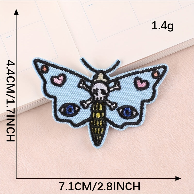 6pcs Skull Ghost Head Butterfly Cloth Label Clothing Patch Embroidery Patches