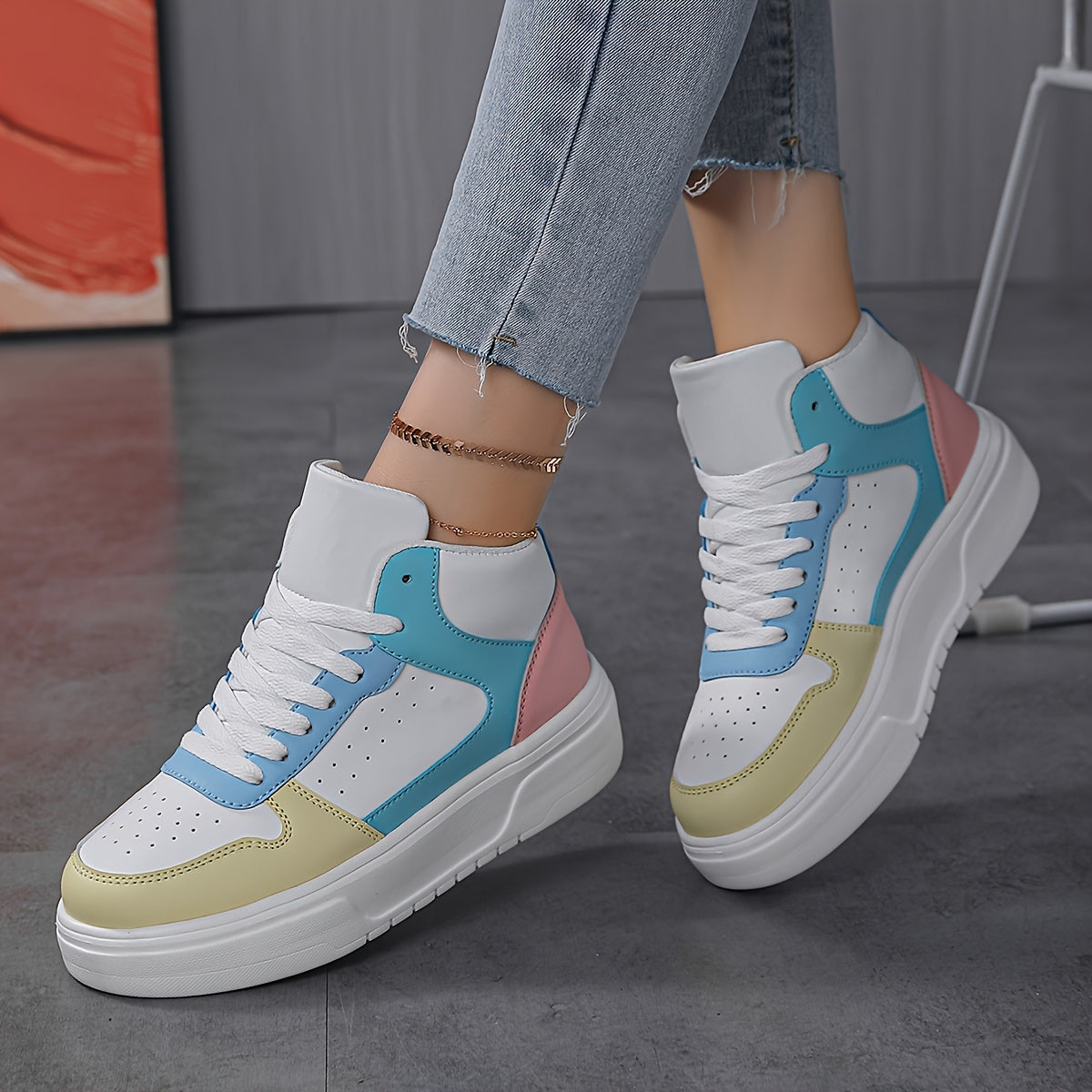 Women's High Top Skate Shoes Wear Resistance Non Slip Chunky Sneakers