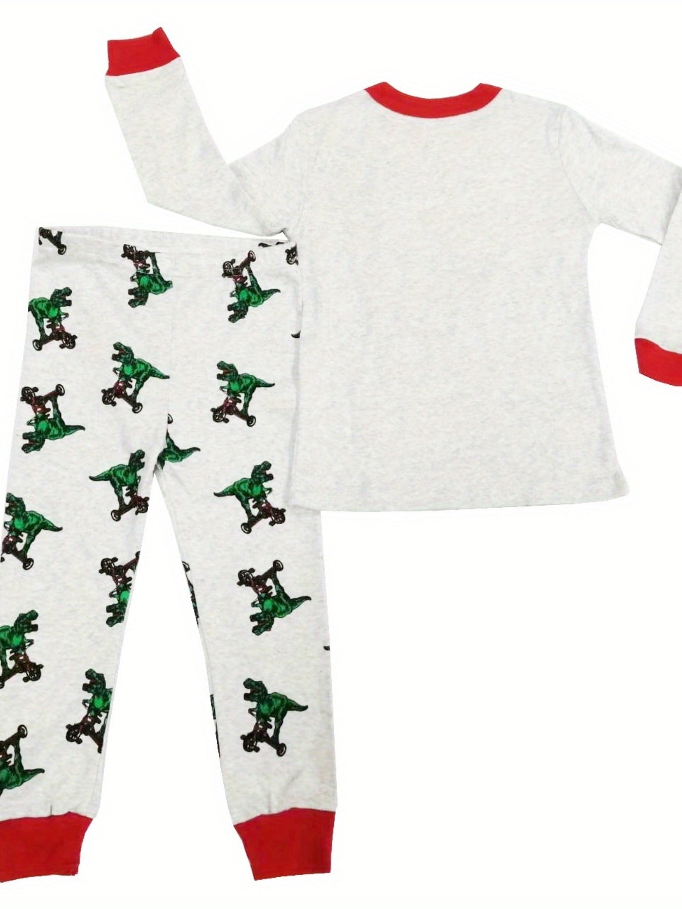 2pc Dinosaur Graphic Print Long Sleeve T shirt & Pants Pajama Set for Boys
