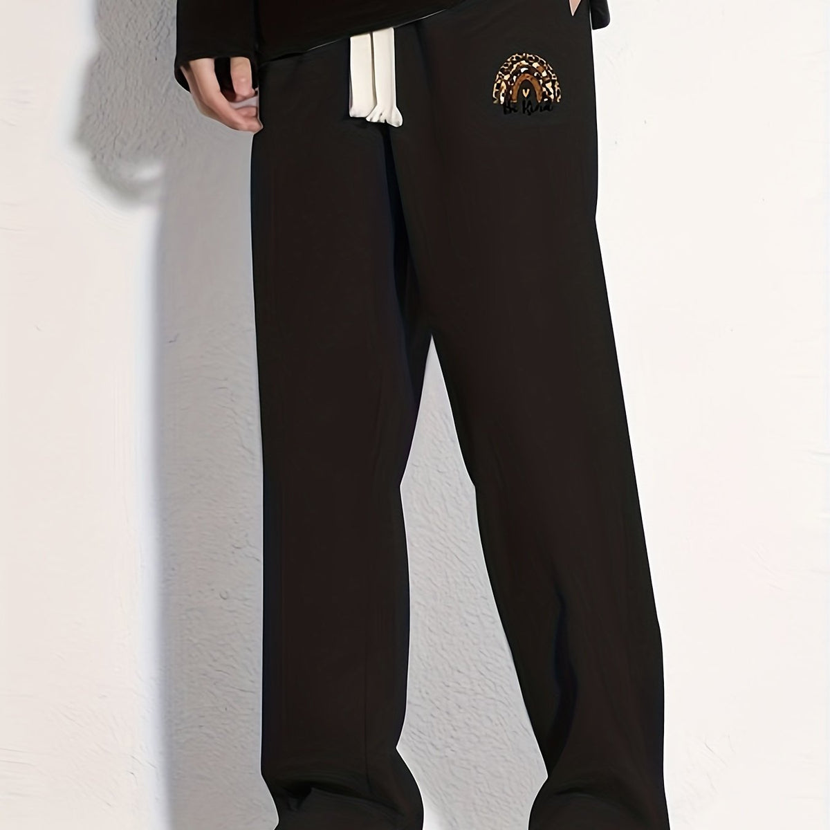 Men's Solid Loose Fit Cotton Sweatpants with Drawstring
