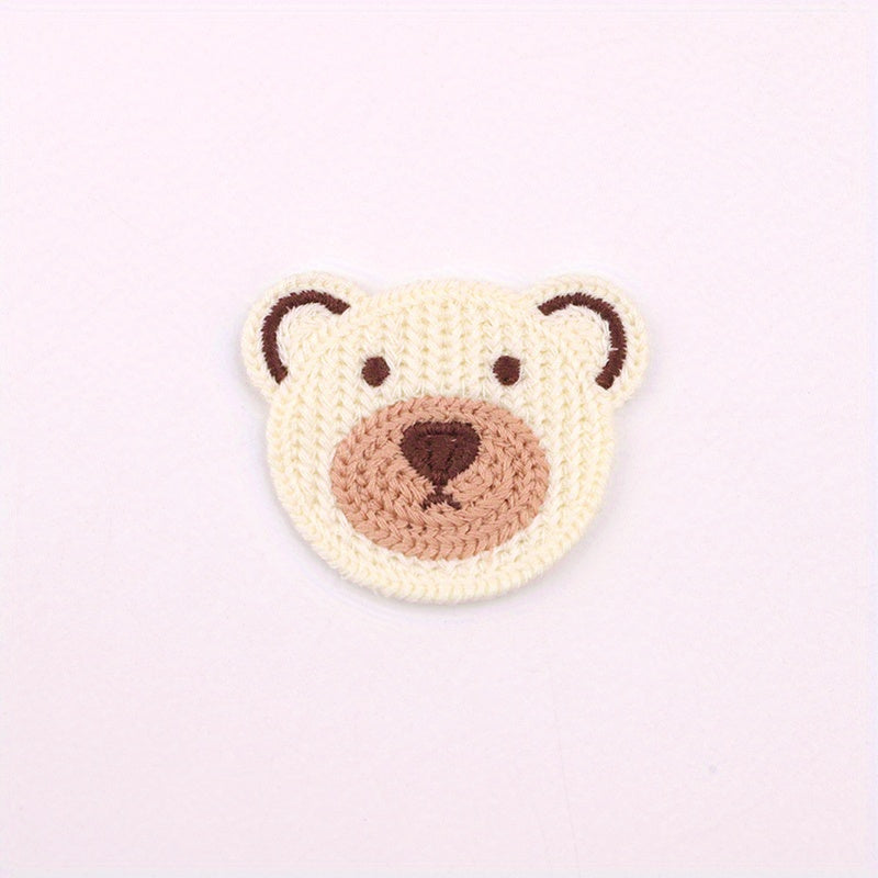 10pcs Colorful Bear Head Embroidery Patch DIY Clothing Accessories
