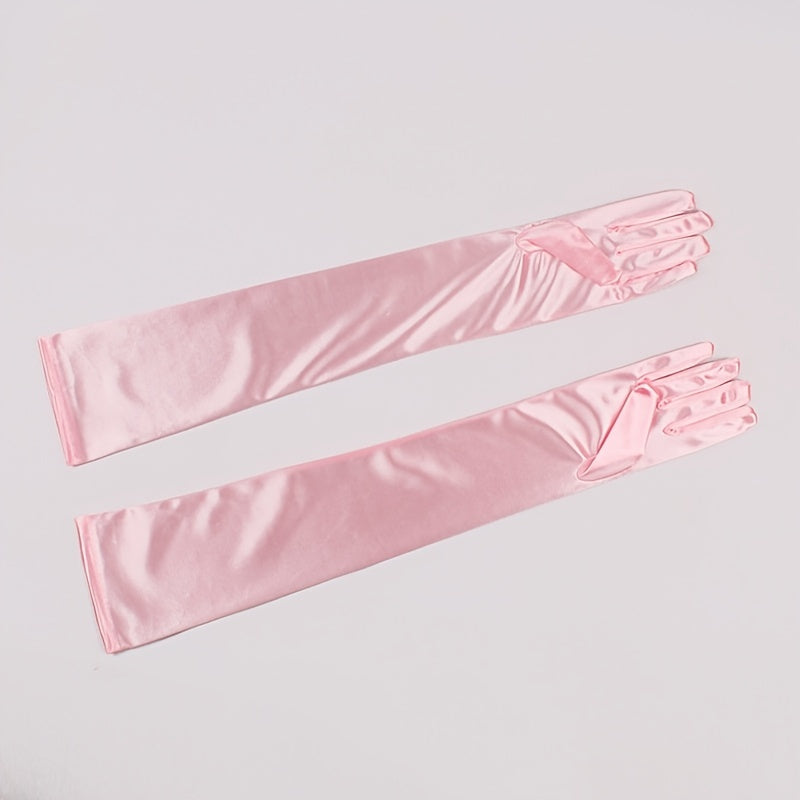 Sunscreen Satin Bridal Gloves Mid length Wedding Ceremony Gloves