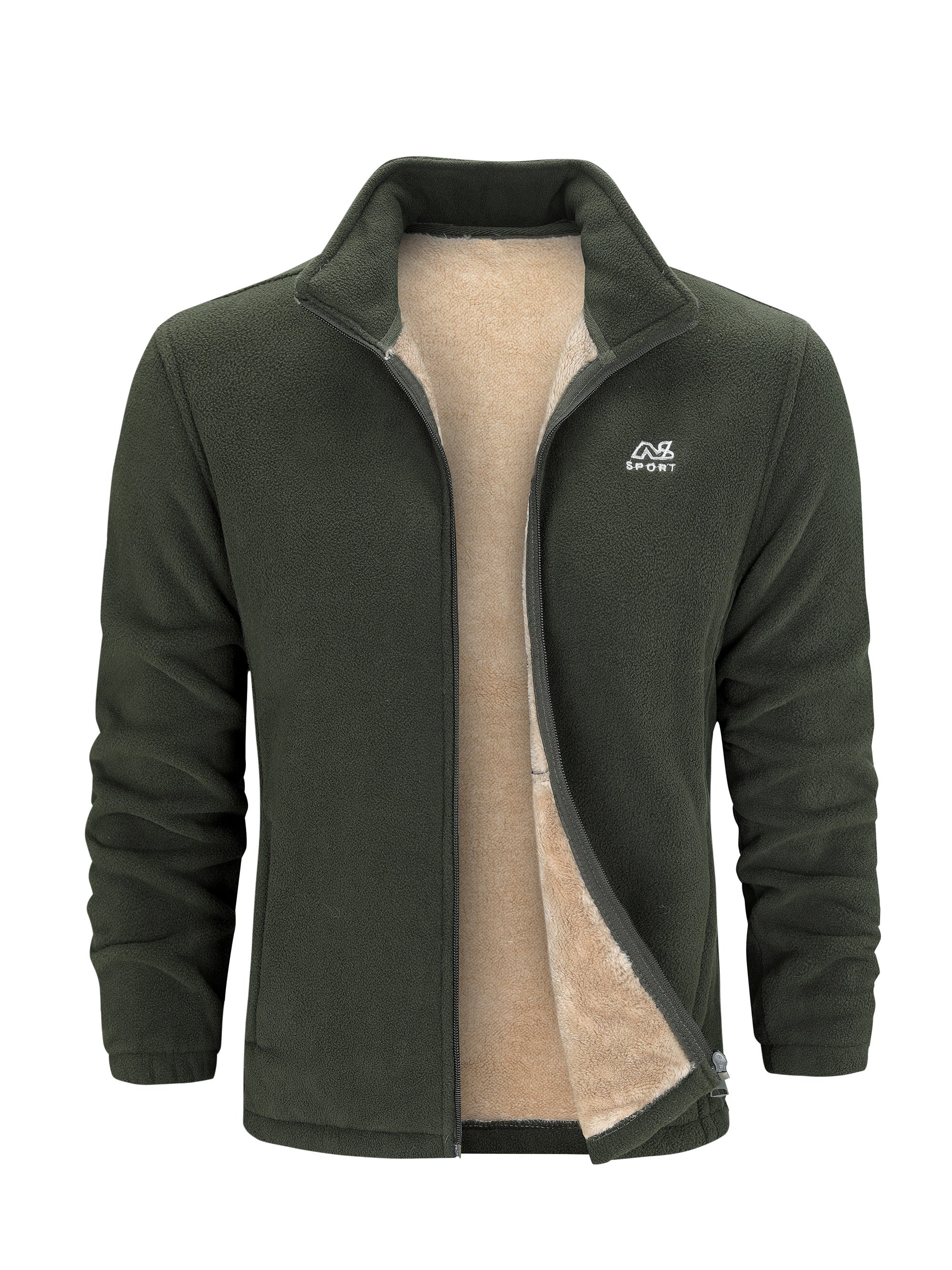 Casual Fleece Jacket Men's Comfortable Zip Up Coat For Winter
