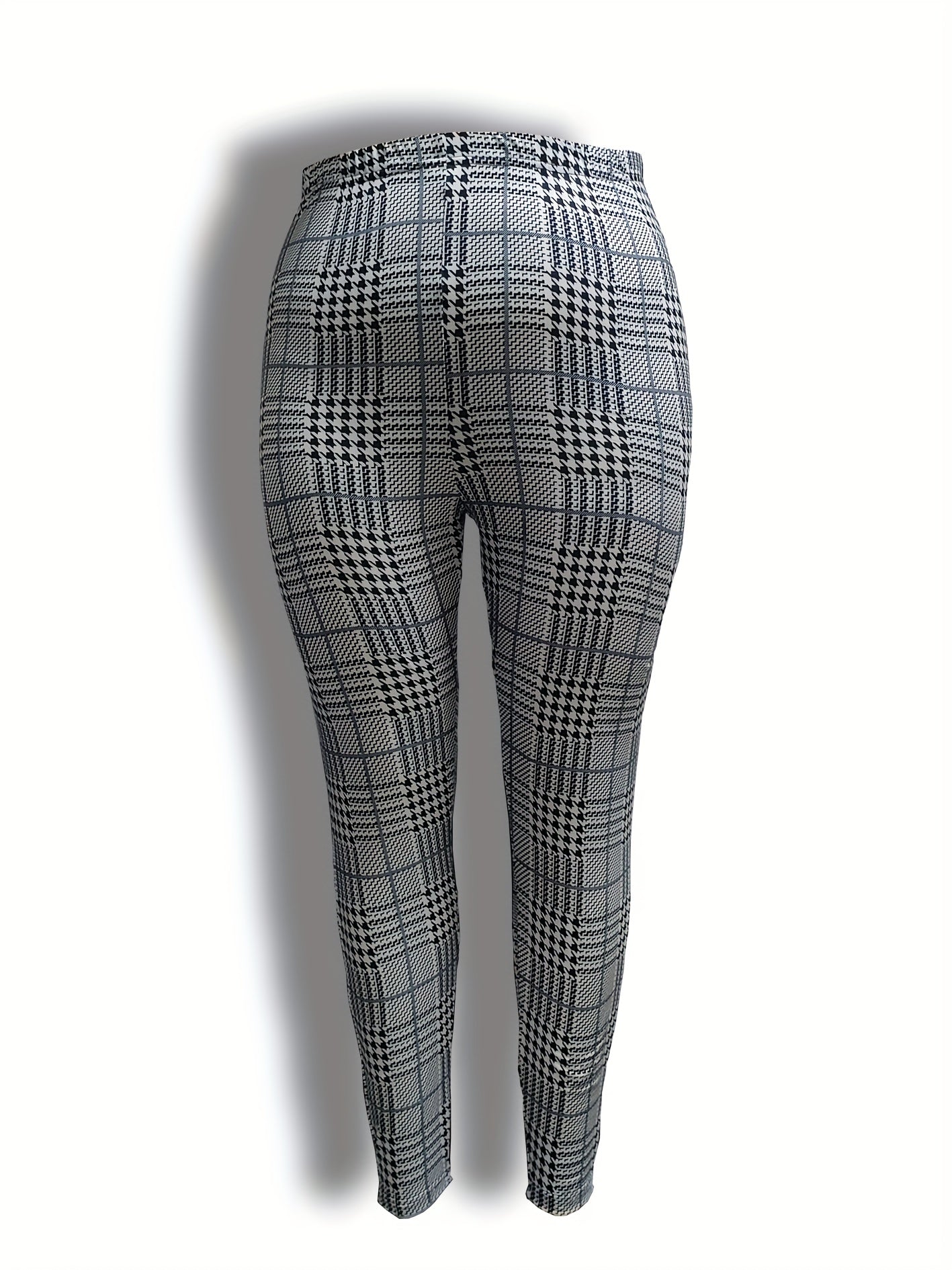  Plaid & Houndstooth Print Leggings Medium Stretch