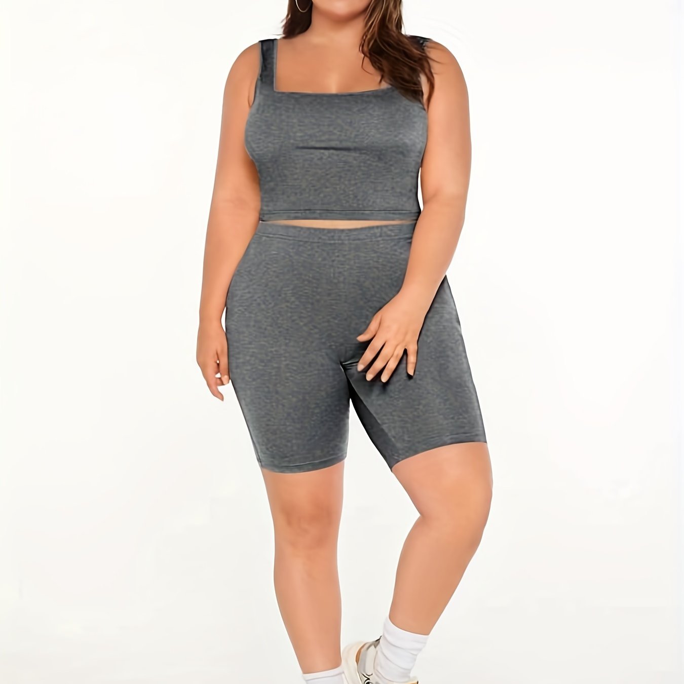  Solid High Rise Skinny Shorts