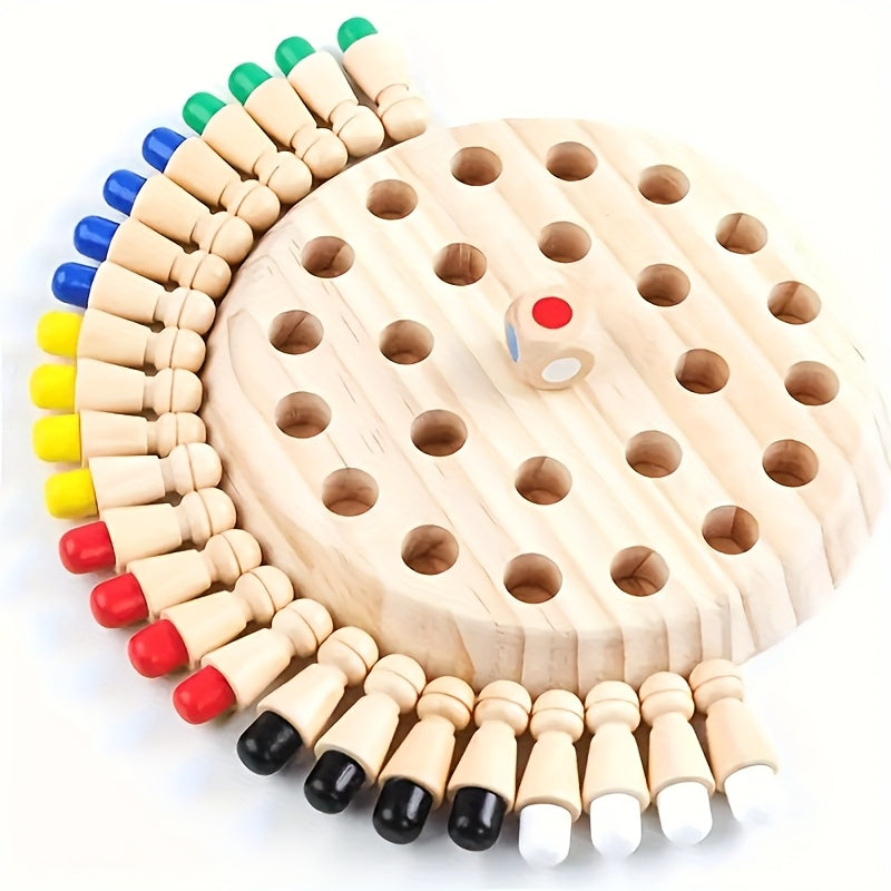 Wooden Memory Matching Game for Kids Circular Board Focus Training Toy