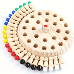 Wooden Memory Matching Game for Kids Circular Board Focus Training Toy